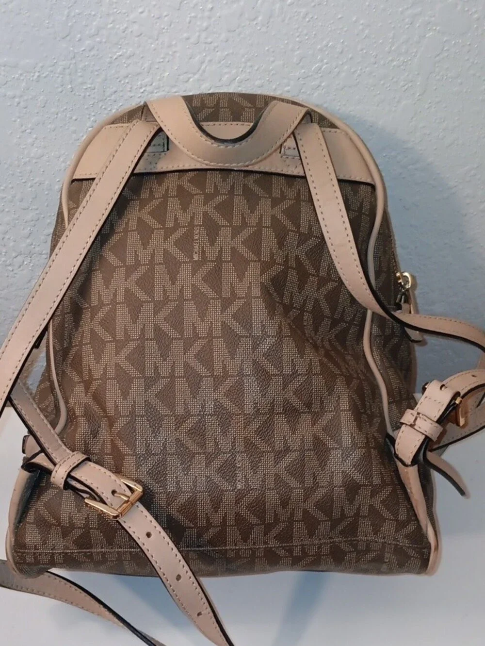 Michael Kors Brown Logo Mid Mini Backpack with Gold Hardware